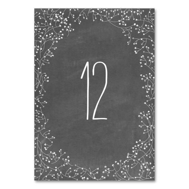 Baby's Breath Chalkboard Inspired Table Number (Front)