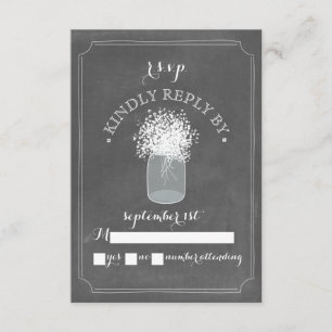 Baby's Breath Chalkboard Mason Jar RSVP Card