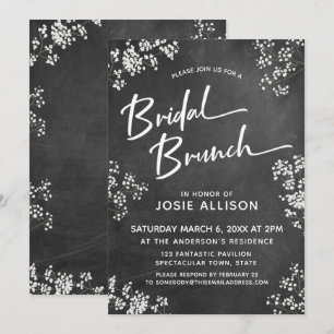Baby's Breath Chalkboard Modern Bridal Brunch Invitation