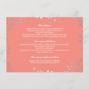 Baby's Breath Coral Silver Wedding Details Enclosure Card