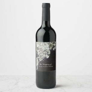 Baby's Breath Dark Wood Rustic Elegant Wine Labels
