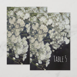 Baby's Breath & Dark Wood Table Number Card