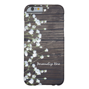 Baby's Breath Floral & Dark Rustic Wood Barely There iPhone 6 Case