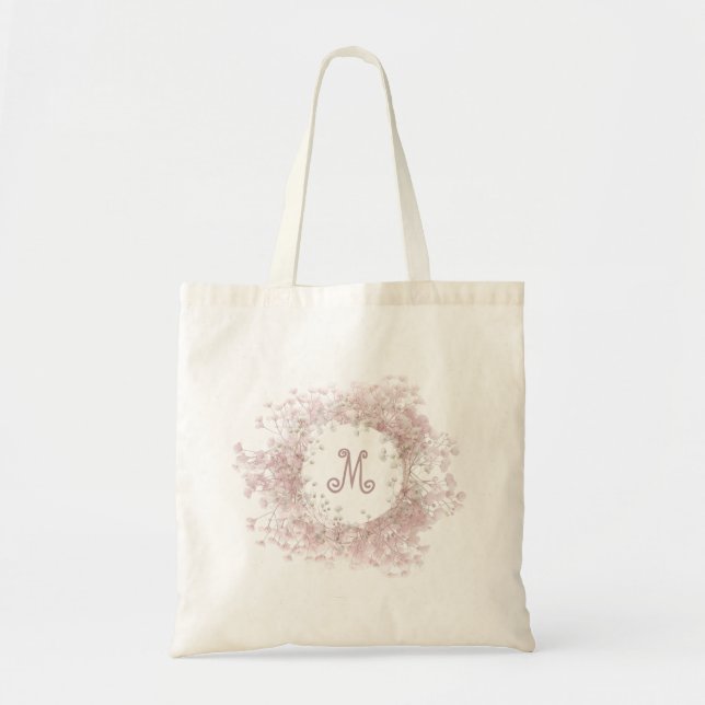baby's breath floral frame bridesmaid tote bag (Front)