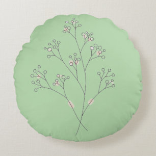 Baby's Breath flowers - Fine Line Art Round Pillow