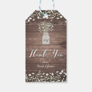 Baby's Breath Flowers Rustic Wood Bridal Wedding Gift Tags