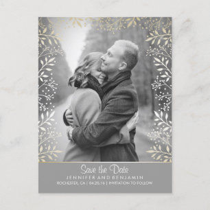 Baby's Breath Foil Photo Save the Date Announcement Postcard