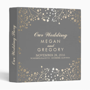 Baby's Breath Gold and Grey Wedding Binder
