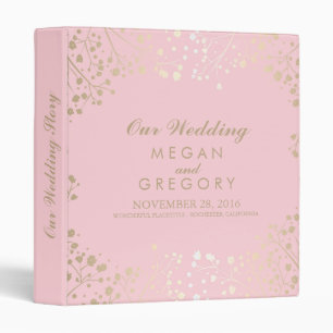 Baby's Breath Gold and Pink Wedding Binder