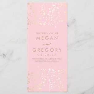 Baby's Breath Gold and Pink Wedding Programs