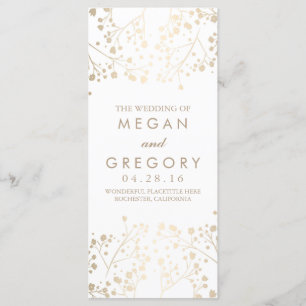 Baby's Breath Gold and White Wedding Programs