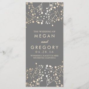 Baby's Breath Gold Foil Effect Wedding Programs