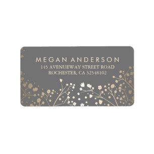 Baby's Breath Gold Foil Wedding Label