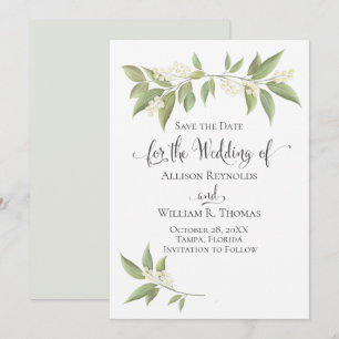 Baby's Breath Greenery Botanical Floral Save The Date