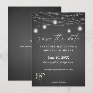 Baby's Breath Grey Chalkboard Save The Date