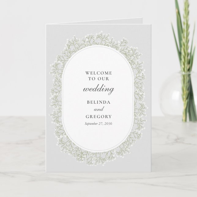Baby's Breath Gypsophila Wedding Order of Service Program (Front)