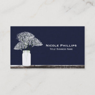 Baby's Breath Mason Jar Rustic Blue Business Card