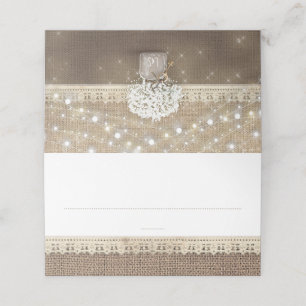 Baby's Breath Mason Jar Rustic Burlap Lace Place Card