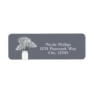 Baby's Breath Mason Jar Rustic Grey Address Labels