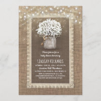 Baby's Breath Mason Jar Rustic Lace Baby Shower