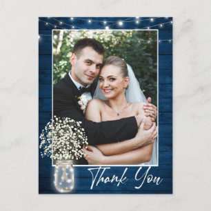 Baby's Breath Mason Jar Rustic Thank You Photo Postcard
