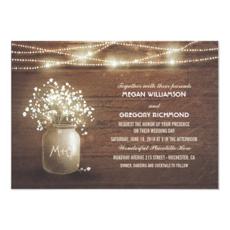 Baby39s Breath Mason Jar Rustic Vintage Wedding Card Baby39s Breath Mason Jar Rustic Vintage Wedding Card