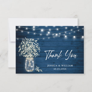 Baby's Breath Mason Jar Rustic Watercolor Thank You Card