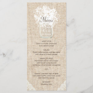 Baby's Breath Mason Jar Rustic Wedding Menu