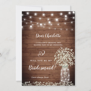 Baby's Breath Mason Jar  Will You Be My Bridesmaid Invitation