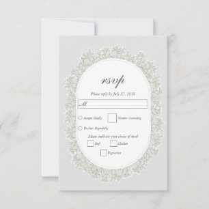 Baby's Breath Monogram Gypsophila Floral Wedding RSVP Card
