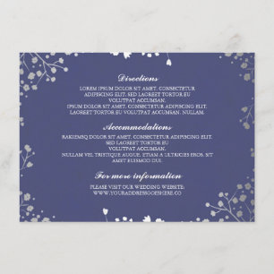 Baby's Breath Navy Silver Wedding Details Enclosure Card