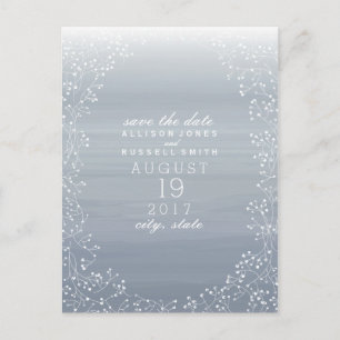 Baby's Breath Ombre Watercolor Save The Date Announcement Postcard