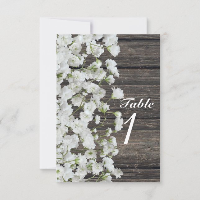 Baby's Breath on Rustic Wood Country Wedding Invitation (Front)