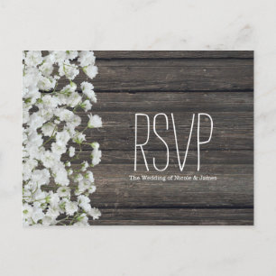 Baby's Breath on Rustic Wood Country Wedding Postcard