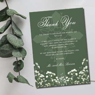 Baby's Breath on Sage Green Wedding Thank You Card