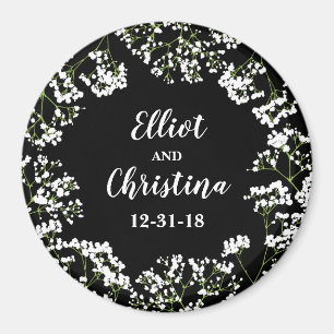 Babys Breath Personalized Save the Wedding Date Magnet