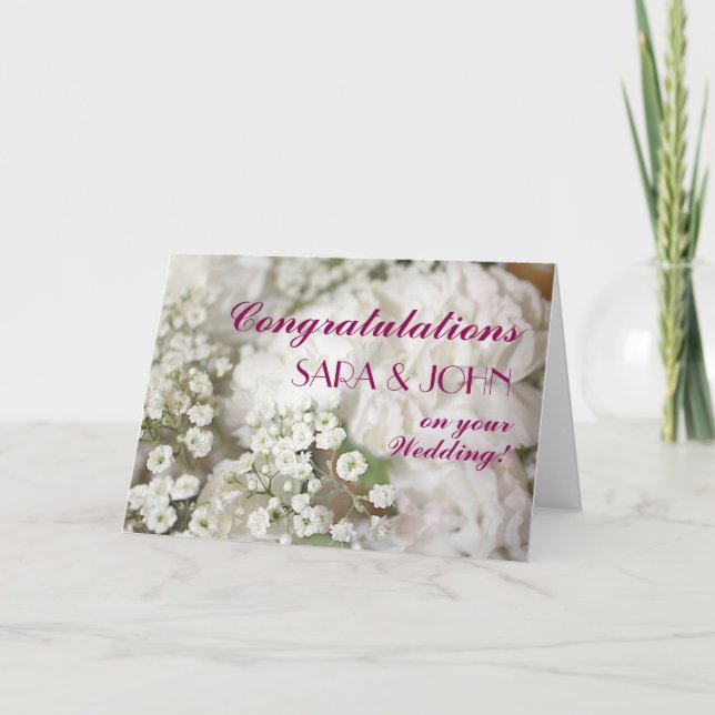Baby's Breath Personalized Wedding Congratulations Card (Front)