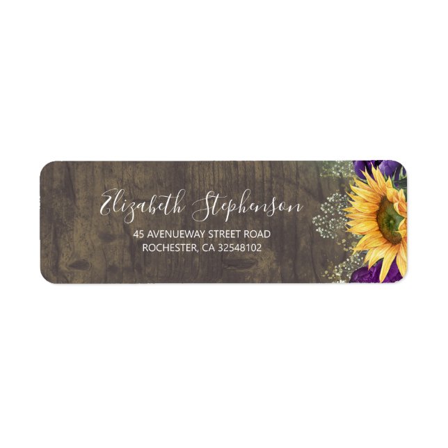 Baby's Breath Purple Roses Sunflower Fall Wedding (Front)
