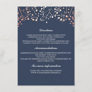 Baby's Breath Rose Gold and Navy Wedding Details Enclosure Card