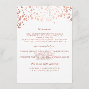 Baby's Breath Rose Gold and White Wedding Details Enclosure Card