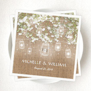 Baby's Breath Rustic Burlap Wedding Napkin