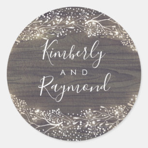 Baby's Breath Rustic Country Floral Wedding Classic Round Sticker
