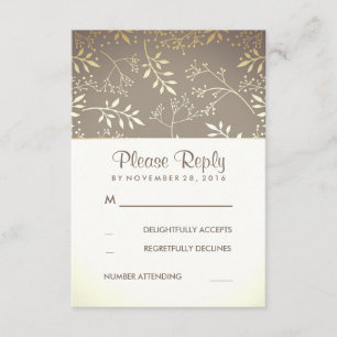 Baby's Breath Rustic Gold Foil Wedding RSVP Cards