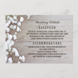 Baby's Breath Rustic Wedding Details / Information Enclosure Card