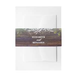 Baby's Breath Rustic Wood Barn Wedding Invitation Belly Band