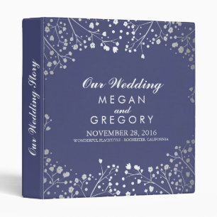 Baby's Breath Silver and Navy Wedding Binder