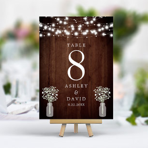Baby's Breath String Lights Elegant Wedding Table Number