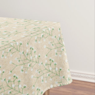Baby's Breath Watercolor Floral Baptism Wedding Tablecloth