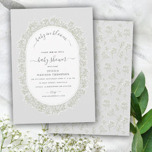 Baby's Breath Watercolor Gypsophila Baby Shower Invitation