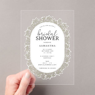 Baby's Breath Watercolor Gypsophila Bridal Shower Acrylic Invitations
